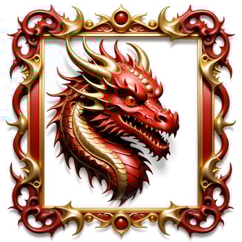 AI generated Red and Gold Dragon Border Frame Ai Illustration photo