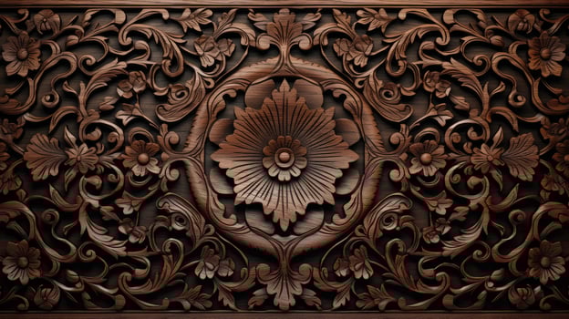 AI generated Oriental wooden texture background. photo