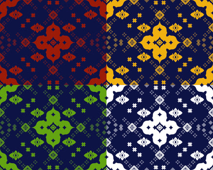 Thai and Global Fabric Fusion, Exquisite Patterns and Cultural Tapestry, Thai Silk Heritage, Thai and ancient Asian cultural fabric pattern, Thai elephant photo
