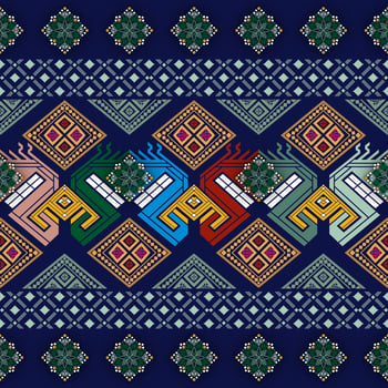 Thai and Global Fabric Fusion, Exquisite Patterns and Cultural Tapestry, Thai Silk Heritage, Thai and ancient Asian cultural fabric pattern, Thai elephant photo