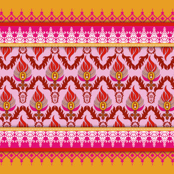 Thai and Global Fabric Fusion, Exquisite Patterns and Cultural Tapestry, Thai Silk Heritage, Thai and ancient Asian cultural fabric pattern, Thai elephant photo
