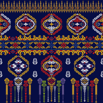 Thai and Global Fabric Fusion, Exquisite Patterns and Cultural Tapestry, Thai Silk Heritage, Thai and ancient Asian cultural fabric pattern, Thai elephant photo