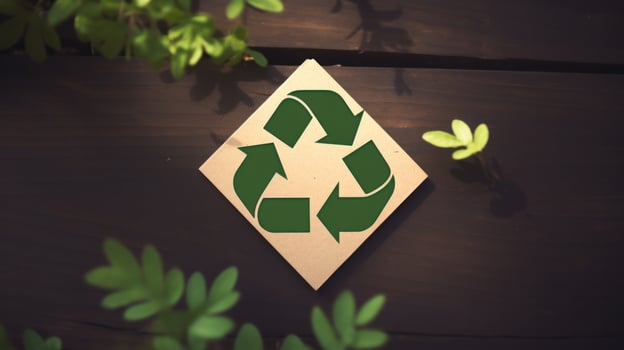 AI generated Wooden sign with recycling symbol. Generative AI photo
