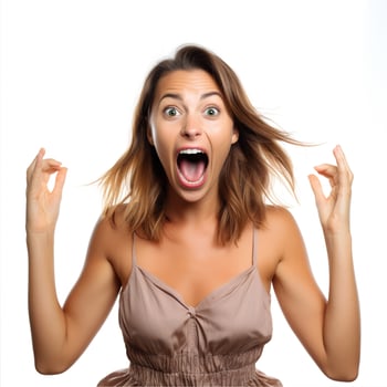 AI generated Photo of a cute lady very excited and surprised