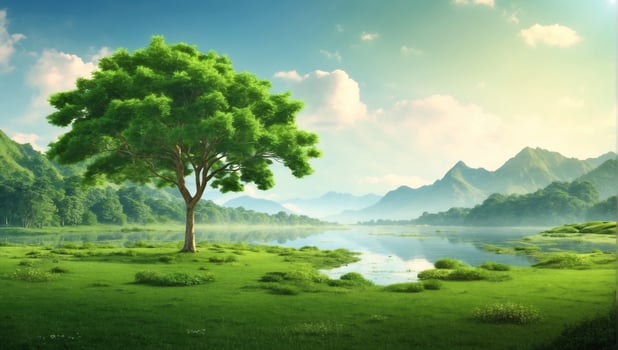 AI generated Peaceful Lush Greenery in Natural Environment photo