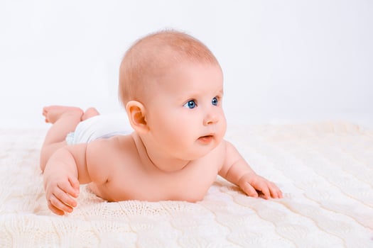Cute baby girl on white background photo