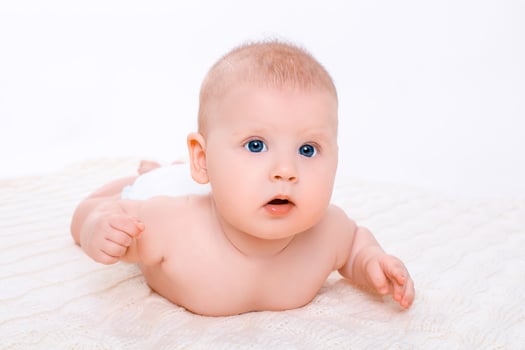 Cute baby girl on white background with isolation photo