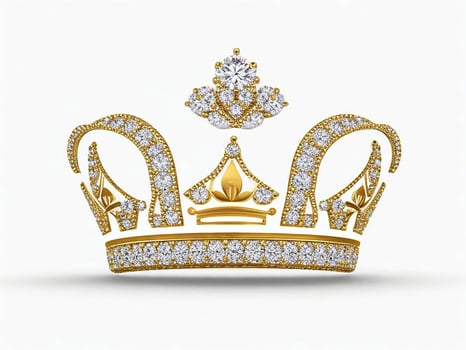 AI generated Golden crown with diamond icon white background ai generated photo
