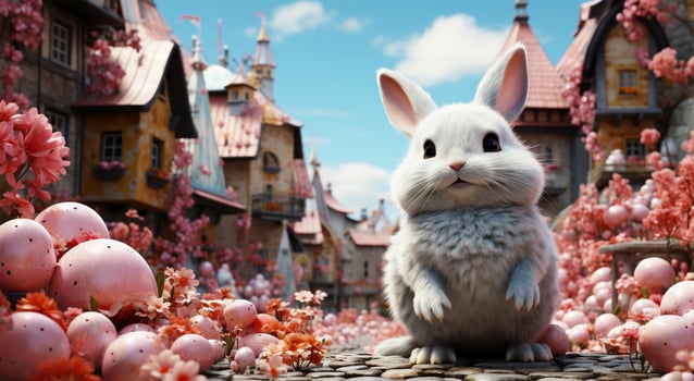 AI generated View of Easter Rabbit Standing in the Season Spring Day photo