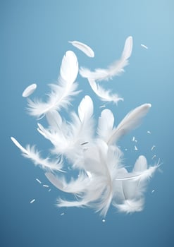 AI Generated Flying concept floating falling feather down white wing animal fragile fluffy abstract photo