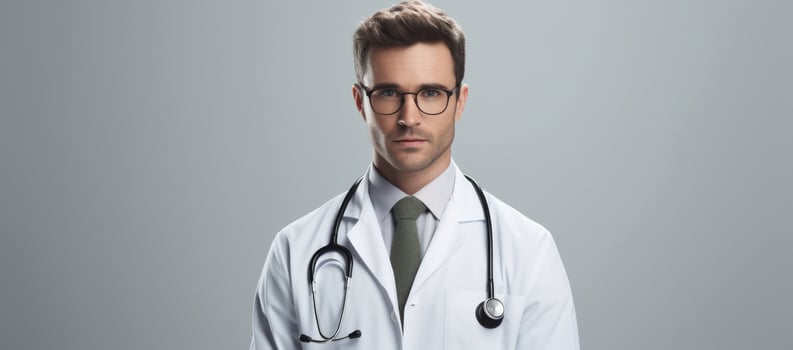 AI Generated Confident professional hospital men portrait clinic handsome doctor caucasian health photo