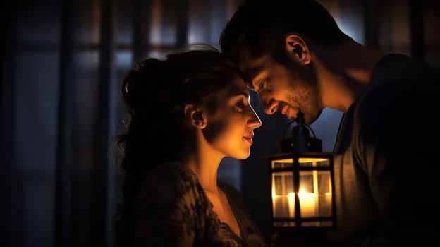 AI generated Couple enjoying their time with candle lighting, Generative AI. photo