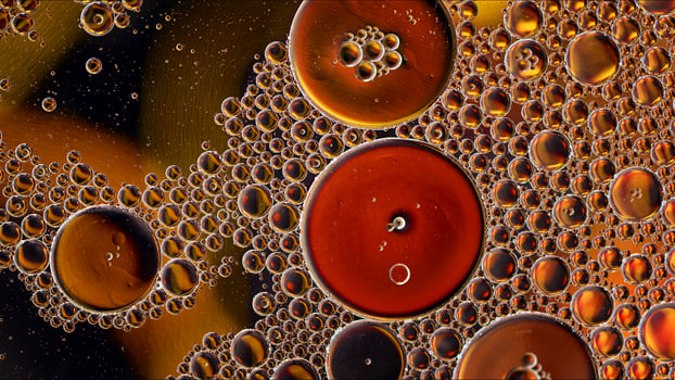 Abstract Colorful Food Oil Drops Bubbles and spheres Flowing on Water Surface photo