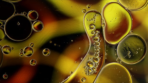 Abstract Colorful Food Oil Drops Bubbles and spheres Flowing on Water Surface photo