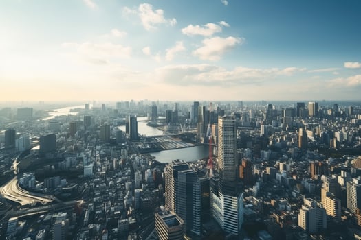 AI generated architecture building exterior in taipei city photo