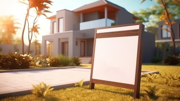 AI generated Generative AI, Real estate street sign or banner mock up, for sale blank photo
