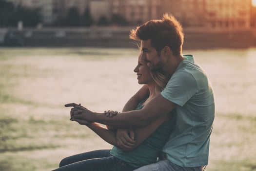 Happy couple embracing photo