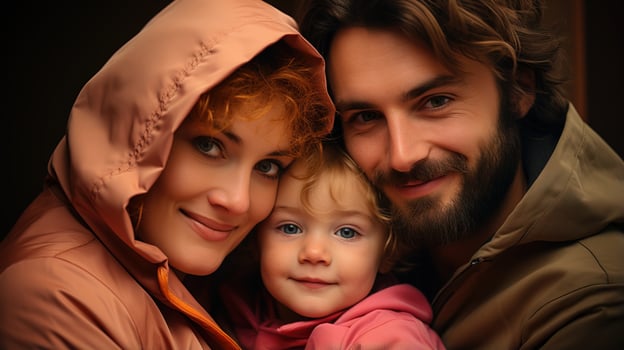 AI generated The family captures a moment of togetherness in a photography studio. Generative AI photo