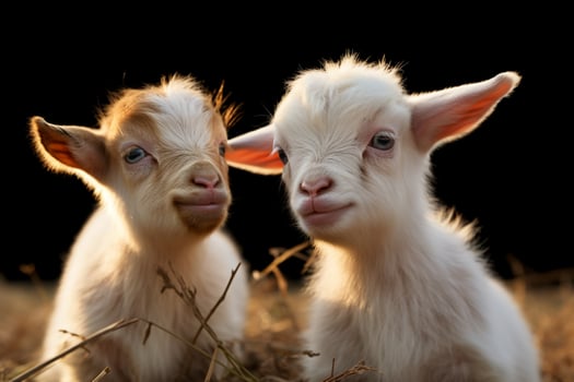 AI generated Cute Little baby goat in the field AI Generated photo