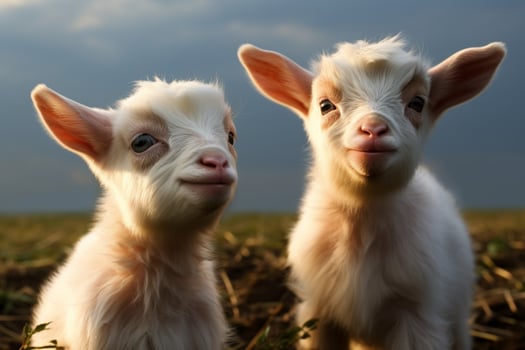 AI generated Cute Little baby goat in the field AI Generated photo