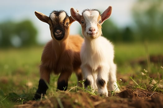 AI generated Cute Little baby goat in the field AI Generated photo