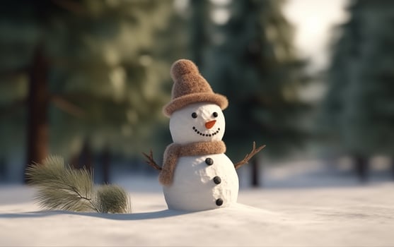 AI generated Happy cute snowman smiling with big eyes photo