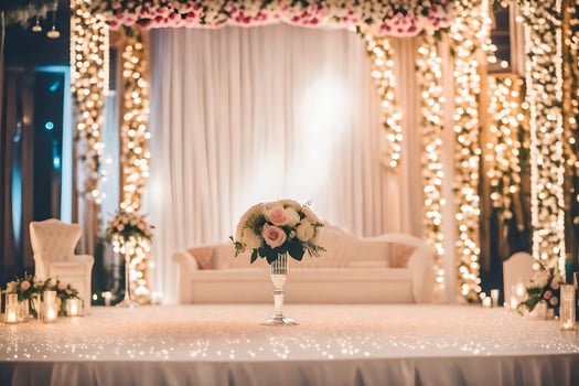 AI generated a wedding stage decorated with flowers and candles photo