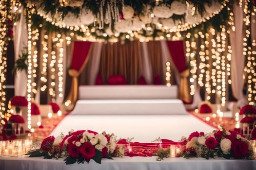 AI generated a wedding ceremony with red and white flowers photo