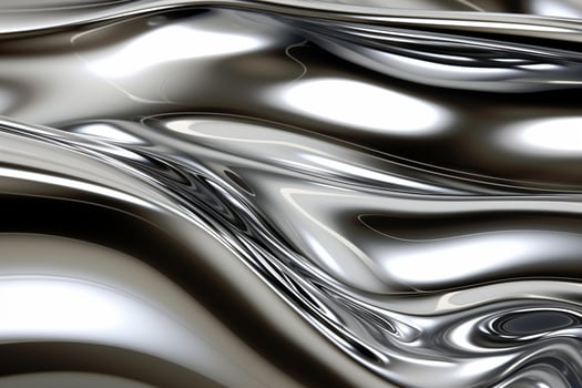 AI generated Close up texture of liquid glossy silver metal fluid gradient waves abstract background, backdrop for web promotion. Texture, background, pattern photo
