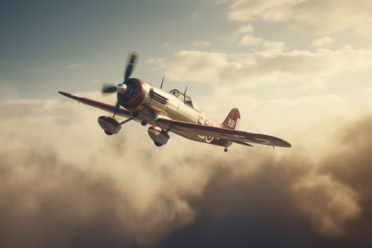 AI generated A vintage fighter plane in a banking turn photo