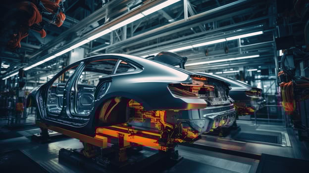 AI Generated Technology auto line automotive factory manufacture industrial body machine metallic photo