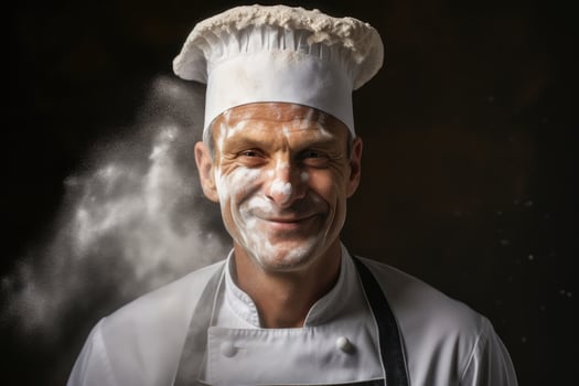AI Generated Man kitchen culinary caucasian profession happy restaurant chef male cook young food photo