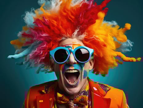 AI Generated Caucasian adult male face men beard holiday party glasses person crazy funny yellow photo