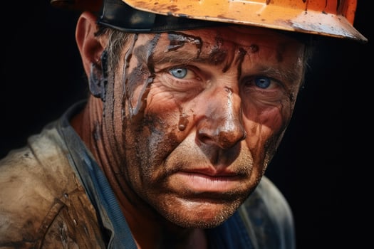 AI Generated Industrial miner occupation hat foreman safety dirty face hard coal portrait black male photo