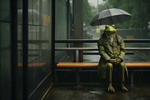 AI Generated Background woman autumn concept water city depression rainy person weather outdoor photo