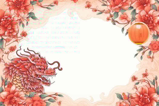 AI Generated Greeting gold red china decorative style chinese background abstract floral photo