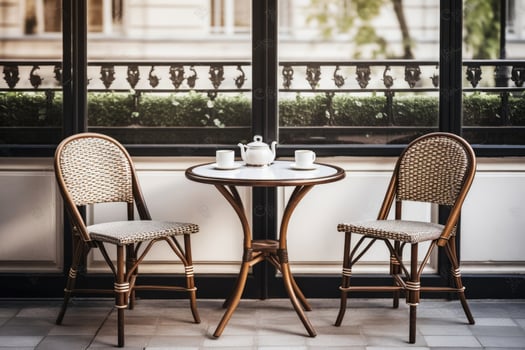 AI Generated Table european terrace street dinner europe outdoors city rest france cafe travel paris photo