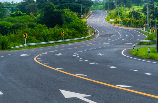 Landscape of a curved road Long winding road photo