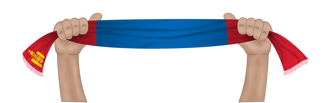 3D Flag on ribbon in hand photo