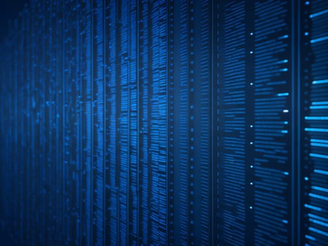 AI generated Blue digital binary data on computer screen background. binary code background . abstract blue background photo