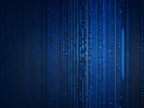 AI generated Blue digital binary data on computer screen background. binary code background . abstract blue background photo