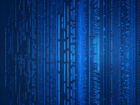 AI generated Blue digital binary data on computer screen background. binary code background . abstract blue background photo