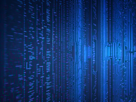 AI generated Blue digital binary data on computer screen background. binary code background . abstract blue background photo