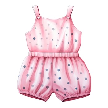 AI generated Pink baby girl romper in watercolors on a white background. AI Generated photo