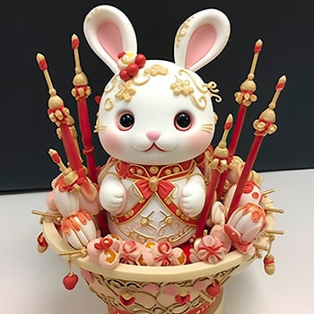 AI generated Symbol of the Chinese New Year of the rabbit. Happy Chinese New Year. photo