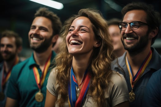 AI generated Dedicated employee award shines in a thoughtfully decorated workspace, recognition and reward images photo
