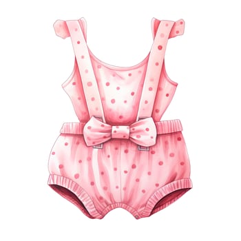 AI generated Pink baby girl romper in watercolors on a white background. AI Generated photo