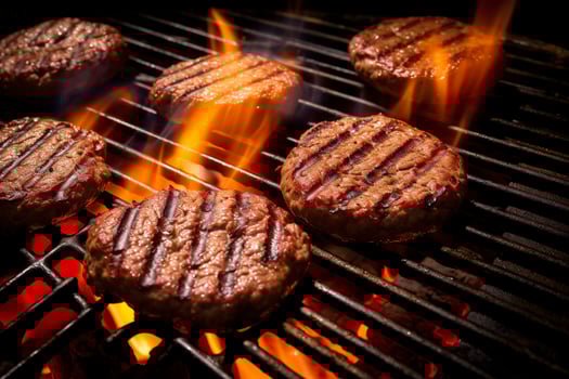 AI generated Hamburgers on the grill. AI Generated photo