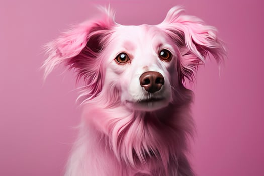 AI generated Pink colored dog on Pink Background. AI Generated photo