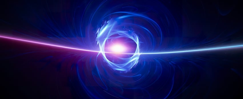 AI generated Neon colored glowing high energy singularity in space, 3D rendering. AI Generated photo